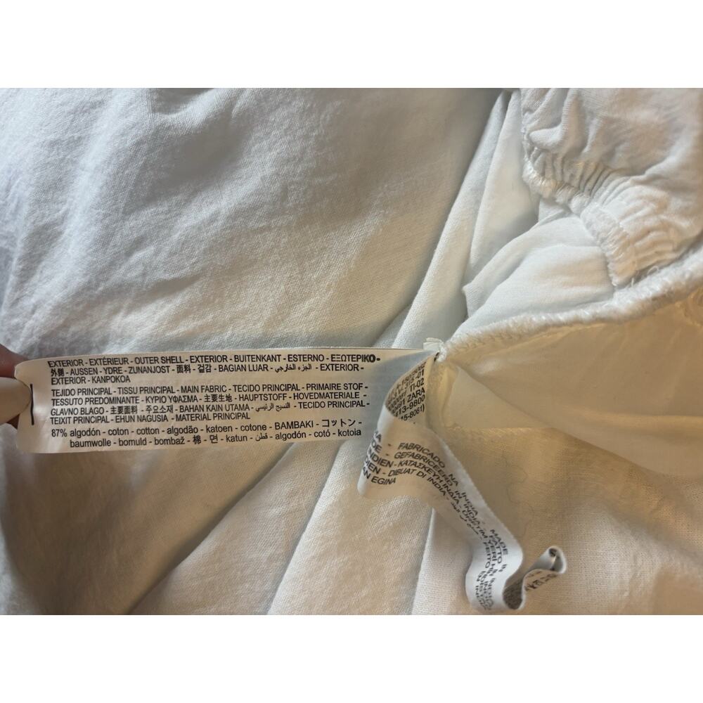 Zara Maxi Dress Small White Aline Long Cotton Crochet Boho Open Back - Picture 6 of 6